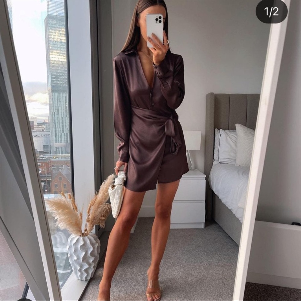 Zara satin effect dress